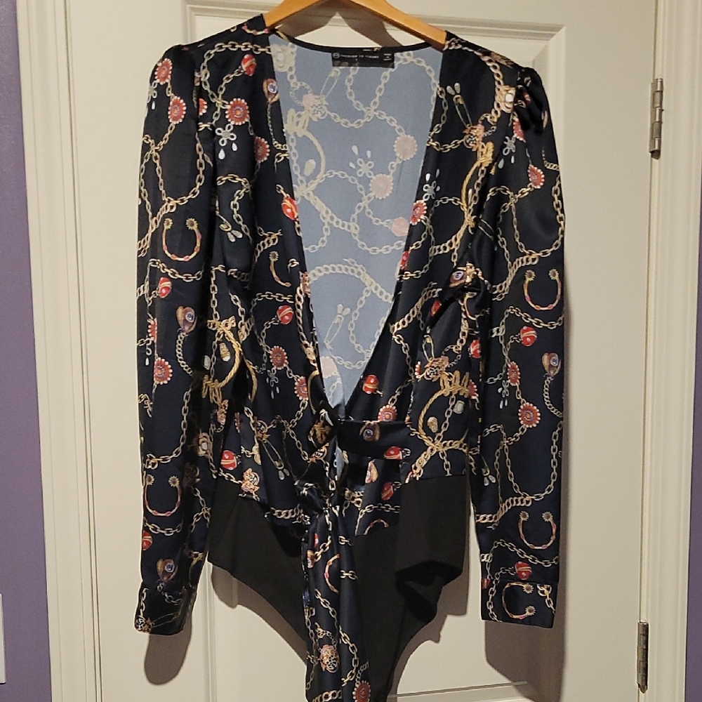 Fashion to Figure Black and Gold Bodysuit with Elegant Design